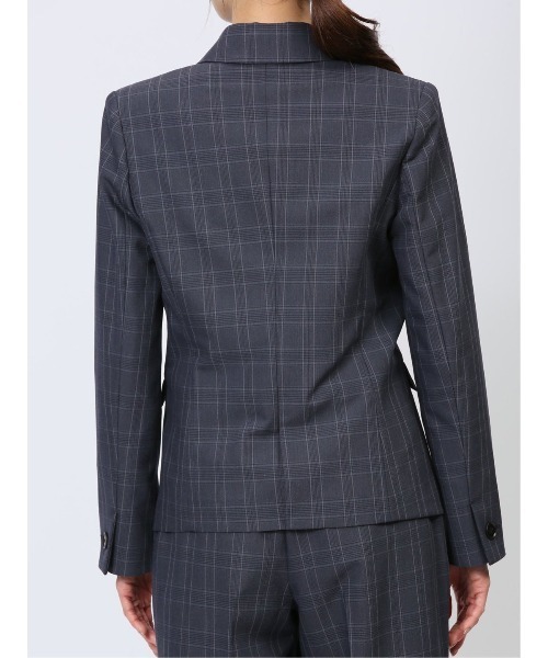 m.f.editorial（エムエフエディトリアル）の「【表地ストレッチ ウォッシャブル】m.f.エディトリアル レディース ウール調チェック柄 1ボタンジャケット 紺(セットアップ可能)（スーツジャケット・レディース・ネイビー・X-LARGE/LARGE/MEDIUM/S）」の9枚目の写真