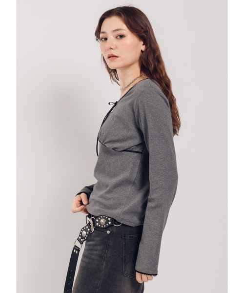 Adoon plain(アドーンプレーン)の「レースドッキングシアーアソートトップス(Tシャツ/カットソー・レディース・レッド/チャコールグレー/ブラック/グレー/ブラウン・FREE)」の15枚目の写真