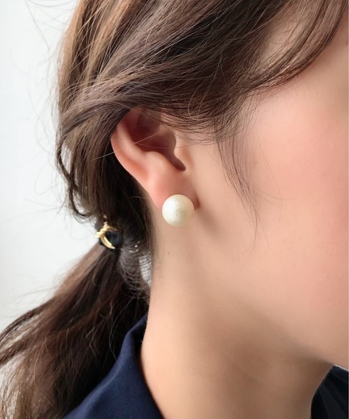【12mm】 選べるパールピアス （コットンパール / アクリルパール）  (両耳用)