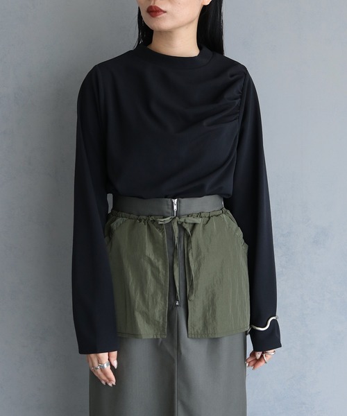 &g'aime（アンジェム）の「【&g'aime】ハイネックギャザーカットジョーゼットトップス　HIGHNECK GATHER GEORGETTE TOPS（Tシャツ/カットソー・レディース・カーキ/ブラック/ホワイト・FREE）」の11枚目の写真