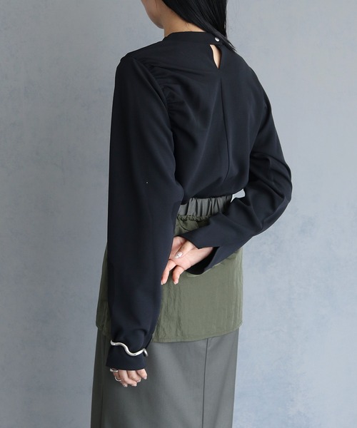 &g'aime（アンジェム）の「【&g'aime】ハイネックギャザーカットジョーゼットトップス　HIGHNECK GATHER GEORGETTE TOPS（Tシャツ/カットソー・レディース・カーキ/ブラック/ホワイト・FREE）」の16枚目の写真