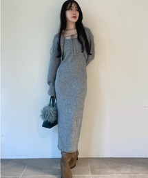 LILY BROWN | ミックスニットカーデセットワンピース(ワンピース)