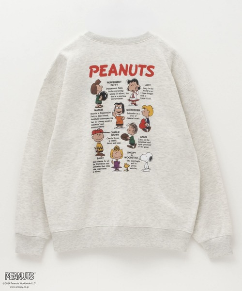 PEANUTS スヌーピー プリント刺繍 ルーズシルエットトレーナー