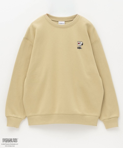 PEANUTS(ピーナッツ)の「PEANUTS スヌーピー プリント刺繍 ルーズシルエットトレーナー(スウェット・レディース・イエロー系その他/ターコイズブルー/オートミール・フリー)」の19枚目の写真