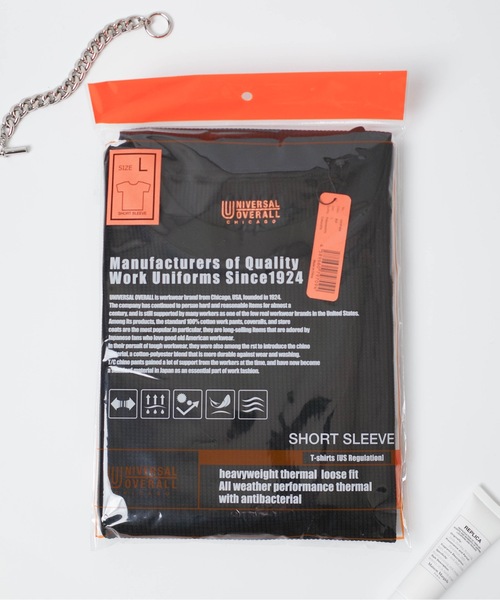UNIVERSAL OVERALL(ユニバーサルオーバーオール)の「UNIVERSAL OVERALL / Heavyweight thermal loose fit S/S / UVOP-006(Tシャツ/カットソー・レディース・ブラック/オレンジ系その他/ホワイト/ホワイト系その他/オレンジ/ブラック系その他・LARGE/X-LARGE/MEDIUM/SMALL)」の9枚目の写真
