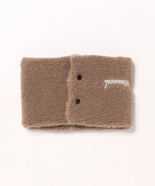 THRASHER(スラッシャー)の「GONZ ART KIDS BOA FLEECE OPEN NECK WARMER/スラッシャーキッズネックウォーマー(ネックウォーマー/スヌード・キッズ・ブラック/アイボリー/ベージュ・FREE)」の3枚目の写真