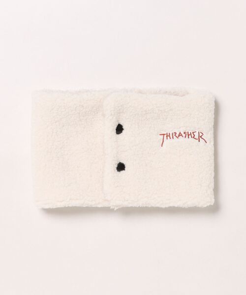 THRASHER(スラッシャー)の「GONZ ART KIDS BOA FLEECE OPEN NECK WARMER/スラッシャーキッズネックウォーマー(ネックウォーマー/スヌード・キッズ・ブラック/アイボリー/ベージュ・FREE)」の1枚目の写真