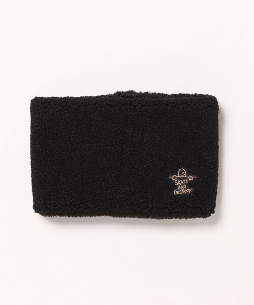 THRASHER(スラッシャー)の「GONZ ART KIDS BOA FLEECE OPEN NECK WARMER/スラッシャーキッズネックウォーマー(ネックウォーマー/スヌード・キッズ・ブラック/アイボリー/ベージュ・FREE)」の4枚目の写真