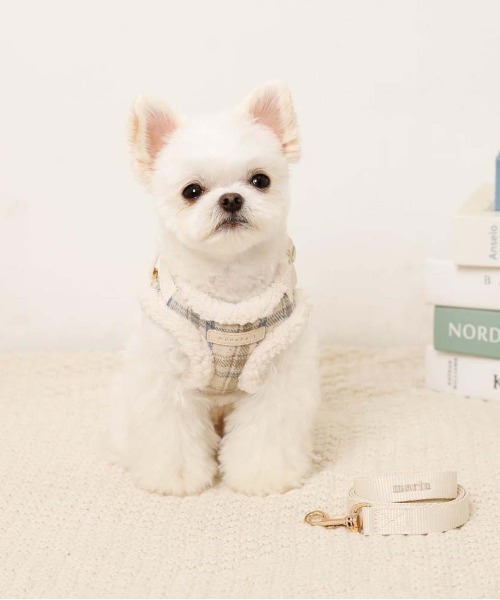 チェック柄ボアハーネス+リードSET（リード/ハーネス/首輪）｜moncheri（モンシェリ）