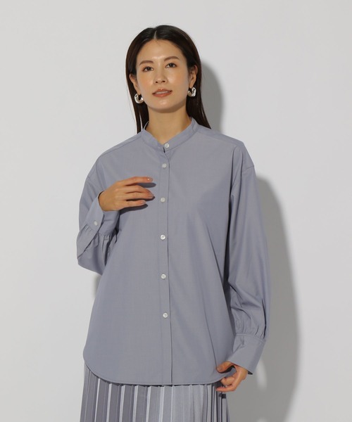 Elura（エルーラ）の「アイロンいらずバンドシャツ/151659（シャツ/ブラウス・レディース・ブルー系その他2/ネイビー/ホワイト・LARGE/MEDIUM）」の3枚目の写真