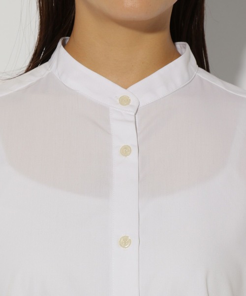 Elura（エルーラ）の「アイロンいらずバンドシャツ/151659（シャツ/ブラウス・レディース・ブルー系その他2/ネイビー/ホワイト・LARGE/MEDIUM）」の9枚目の写真