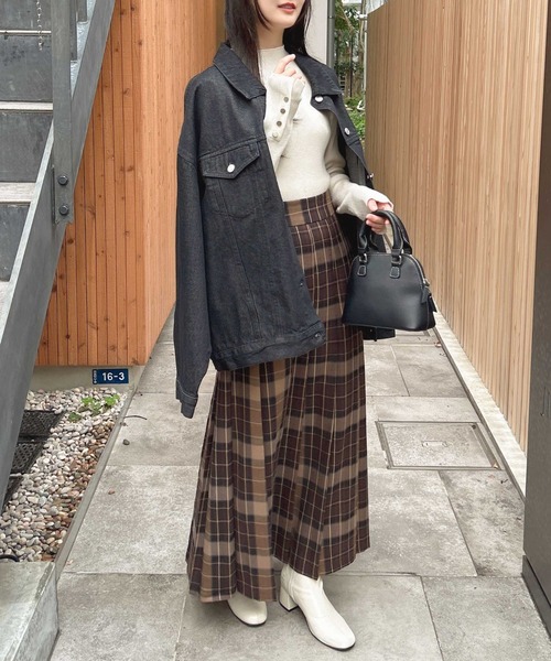 チェック柄プリーツロングスカート（スカート）｜INGNI（イング）の