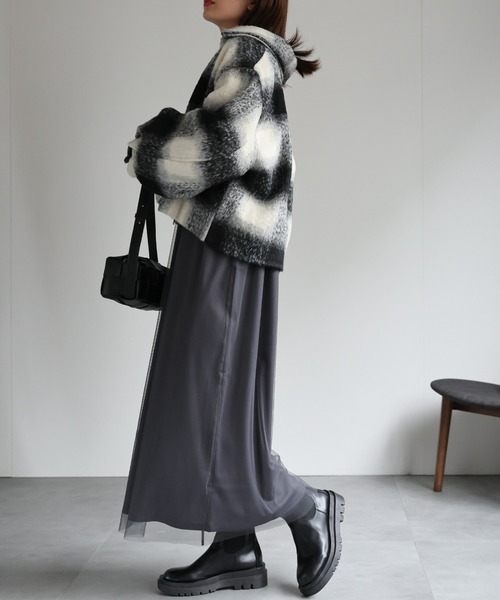 セール】シャギーチェック ダブルジップブルゾン/SHAGGY CHECK COAT