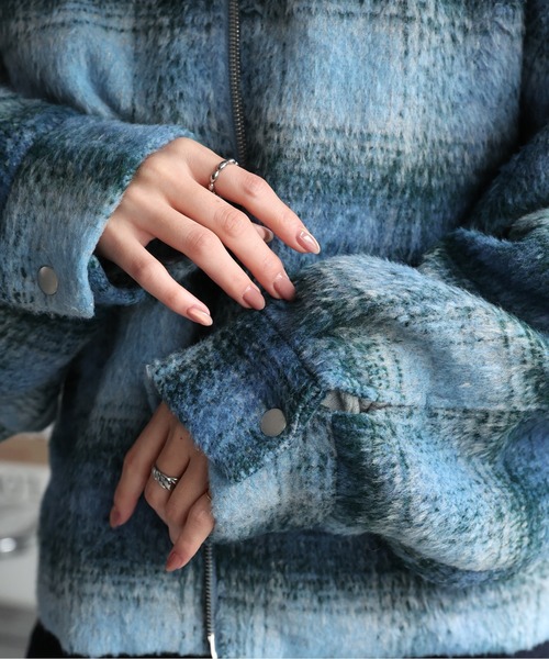 セール】シャギーチェック ダブルジップブルゾン/SHAGGY CHECK COAT