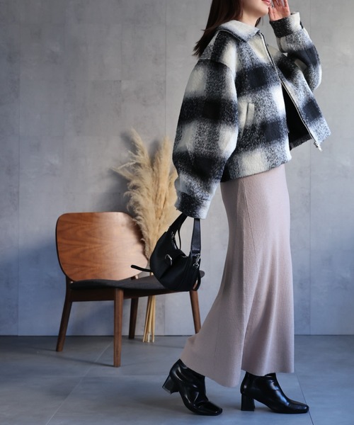 【SAKI】キャバン ハウンドトゥースチェック スタンドブルゾン caban（キャバン）の「□ハウンドトゥースチェック スタンドブルゾン