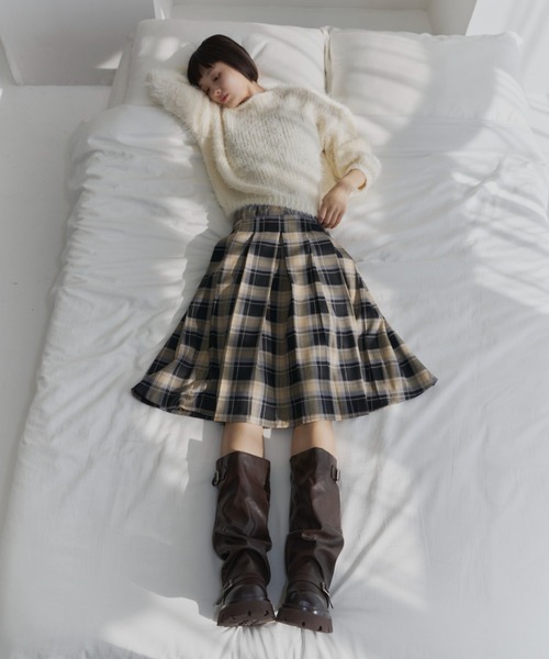 haek（ハク）の「cropped shaggy knit/クロップドシャギーニット haek SELECT（ニット/セーター・レディース・ブラック/ホワイト・FREE）」の3枚目の写真