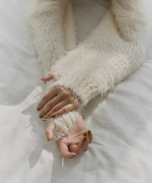 haek（ハク）の「cropped shaggy knit/クロップドシャギーニット haek SELECT（ニット/セーター・レディース・ブラック/ホワイト・FREE）」の8枚目の写真