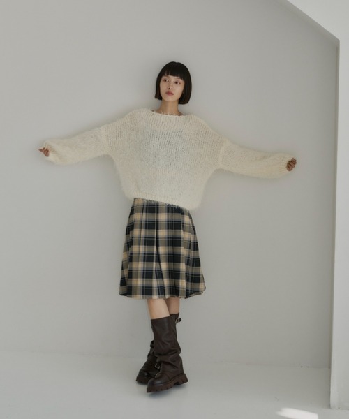 haek（ハク）の「cropped shaggy knit/クロップドシャギーニット haek SELECT（ニット/セーター・レディース・ブラック/ホワイト・FREE）」の9枚目の写真