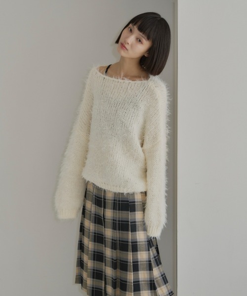 haek（ハク）の「cropped shaggy knit/クロップドシャギーニット haek SELECT（ニット/セーター・レディース・ブラック/ホワイト・FREE）」の13枚目の写真