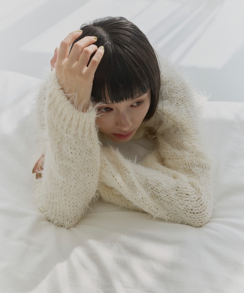 haek（ハク）の「cropped shaggy knit/クロップドシャギーニット haek SELECT（ニット/セーター・レディース・ブラック/ホワイト・FREE）」の16枚目の写真