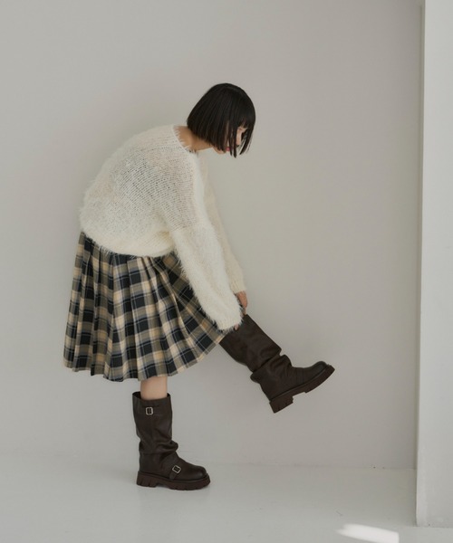 haek（ハク）の「cropped shaggy knit/クロップドシャギーニット haek SELECT（ニット/セーター・レディース・ブラック/ホワイト・FREE）」の18枚目の写真