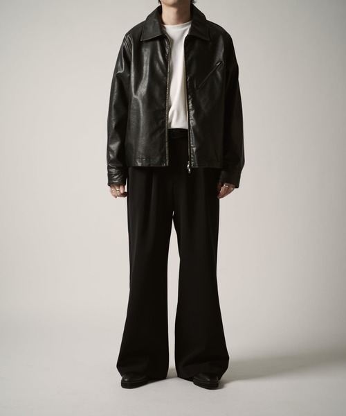 グランジシンセティックレザーZIPブルゾン（ブルゾン）｜Lui's