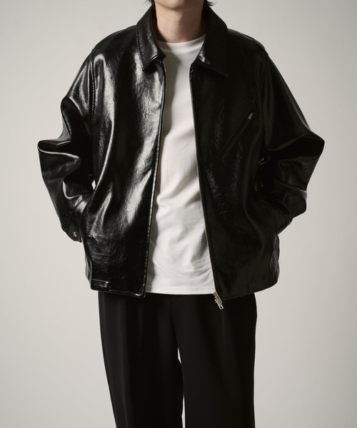 グランジシンセティックレザーZIPブルゾン（ブルゾン）｜Lui's（ルイス