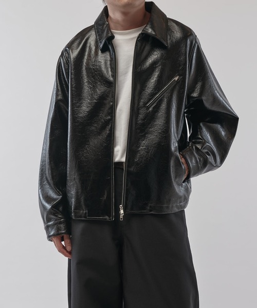 グランジシンセティックレザーZIPブルゾン（ブルゾン）｜Lui's（ルイス