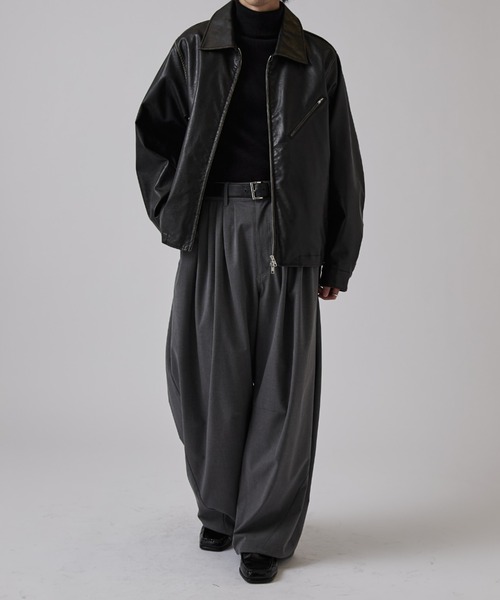 グランジシンセティックレザーZIPブルゾン（ブルゾン）｜Lui's（ルイス