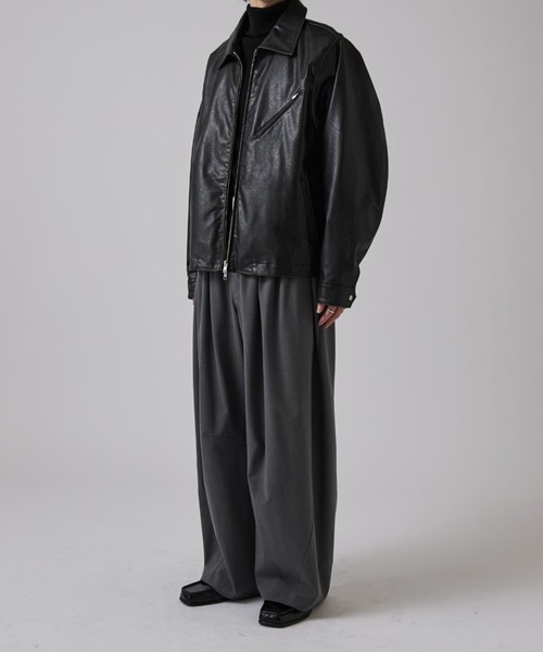 グランジシンセティックレザーZIPブルゾン（ブルゾン）｜Lui's（ルイス