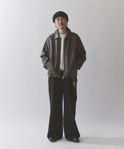 セール】グランジシンセティックレザーZIPブルゾン（ブルゾン）｜Lui's