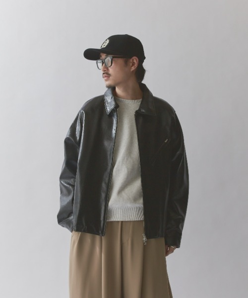 グランジシンセティックレザーZIPブルゾン（ブルゾン）｜Lui's（ルイス