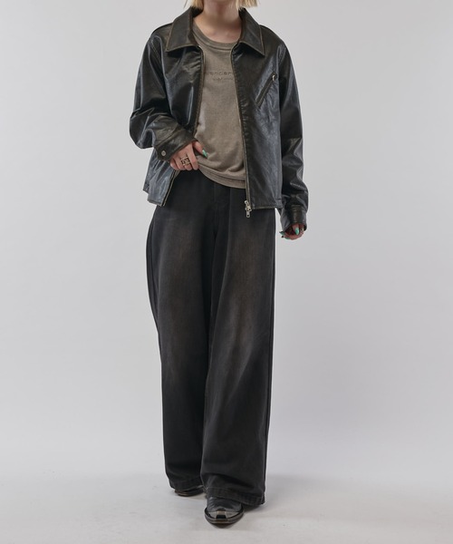 Lui's（ルイス）の「グランジシンセティックレザーZIPブルゾン