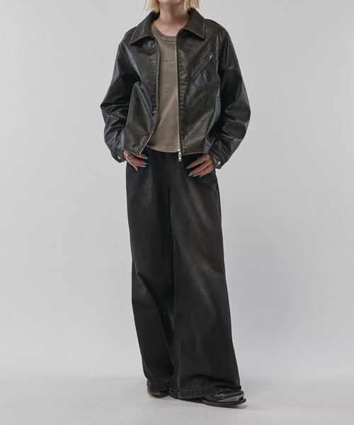 Lui's（ルイス）の「グランジシンセティックレザーZIPブルゾン（ブルゾン・メンズ・ブラウン/ブラック/ブラック系その他・M/S/XS）」の6枚目の写真