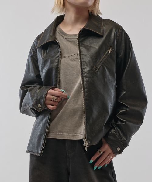 Lui's 25AWグランジシンセティックレザーバルーンブルゾン Lui's