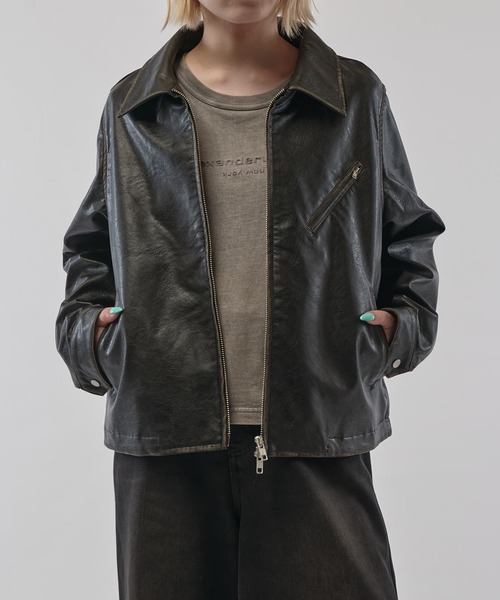 Lui's（ルイス）の「グランジシンセティックレザーZIPブルゾン