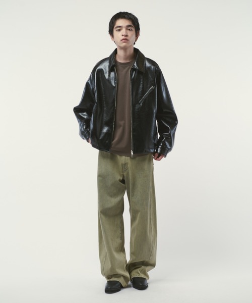 ヴィンテージ グランジ レザー ブルゾン 本革 くすみ 茶色 M ヴィンテージ グランジ レザー ブルゾン 本革 くすみ 茶色 M