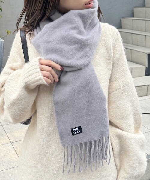 CHIEKO+ チエコプラス タグ付新品　シルクウールマーヴェルトパンツ　グレー Chico（チコ）の「ネーム入り無地ストール（マフラー）」 - WEAR