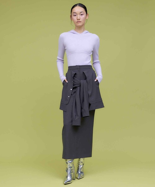 THINGS THAT MATTER(シングス ザット マター)の「SHIRTS LAYERED SKIRT / シャツレイヤードスカート(スカート・レディース・ミント/ベージュ/チャコールグレー・FREE)」の11枚目の写真