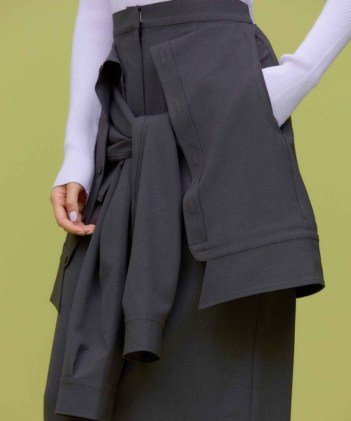 THINGS THAT MATTER(シングス ザット マター)の「SHIRTS LAYERED SKIRT / シャツレイヤードスカート(スカート・レディース・ミント/ベージュ/チャコールグレー・FREE)」の9枚目の写真