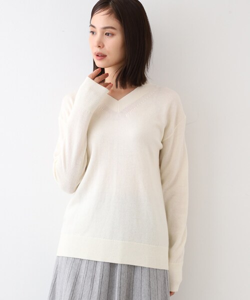 【セール】【カシミヤ混】Vネックコクーンシルエットニット（ニット/セーター）｜INDIVI（インディヴィ） 7,975円