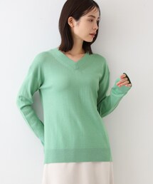 ◆【カシミヤ混】Vネックコクーンシルエットニット