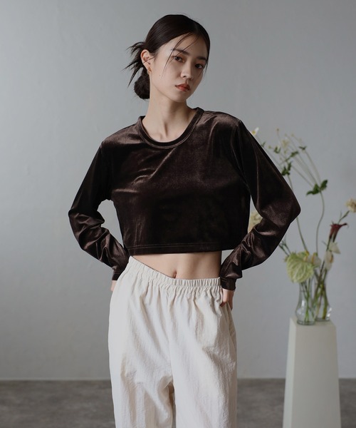 velour cropped pullover / ベロアクロップド丈プルオーバー（Tシャツ