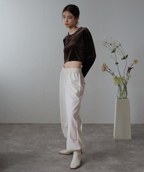 セール】velour cropped pullover / ベロアクロップド丈プル