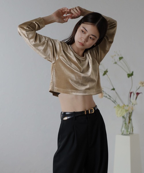 セール】velour cropped pullover / ベロアクロップド丈プルオーバー