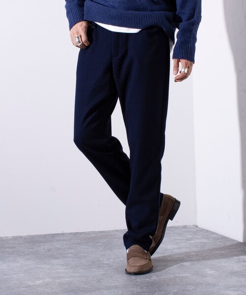 【セール】【ビジカジ対応】【GLOSTER】ウールライク L字型 パイピング ポケット スリムパンツ（その他パンツ）｜GLOSTER（グロスター）