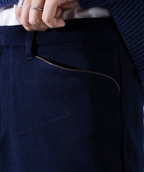 【セール】【ビジカジ対応】【GLOSTER】ウールライク L字型 パイピング ポケット スリムパンツ（その他パンツ）｜GLOSTER（グロスター）