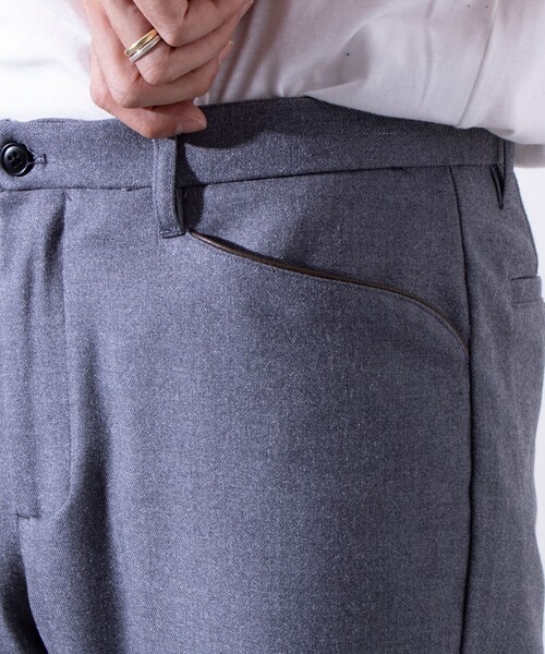 【セール】【ビジカジ対応】【GLOSTER】ウールライク L字型 パイピング ポケット スリムパンツ（その他パンツ）｜GLOSTER（グロスター）