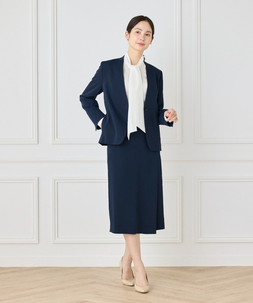 INED(イネド)の「【マルチWAYセットアップ】ダブルストレッチ ノーカラージャケット(スーツジャケット・レディース・ネイビー/サンドグレー・11号/9号/7号)」の3枚目の写真