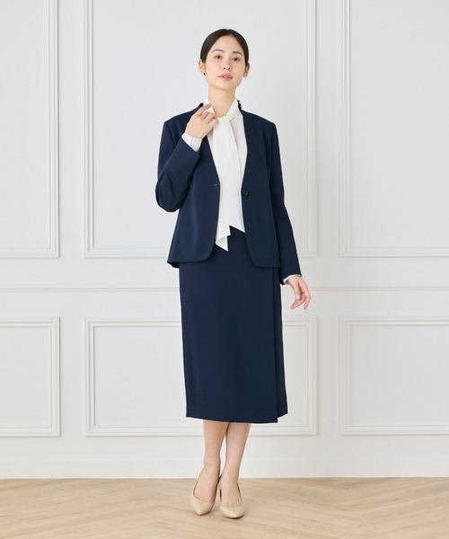 INED(イネド)の「【マルチWAYセットアップ】ダブルストレッチ ノーカラージャケット(スーツジャケット・レディース・ネイビー/サンドグレー・11号/9号/7号)」の4枚目の写真